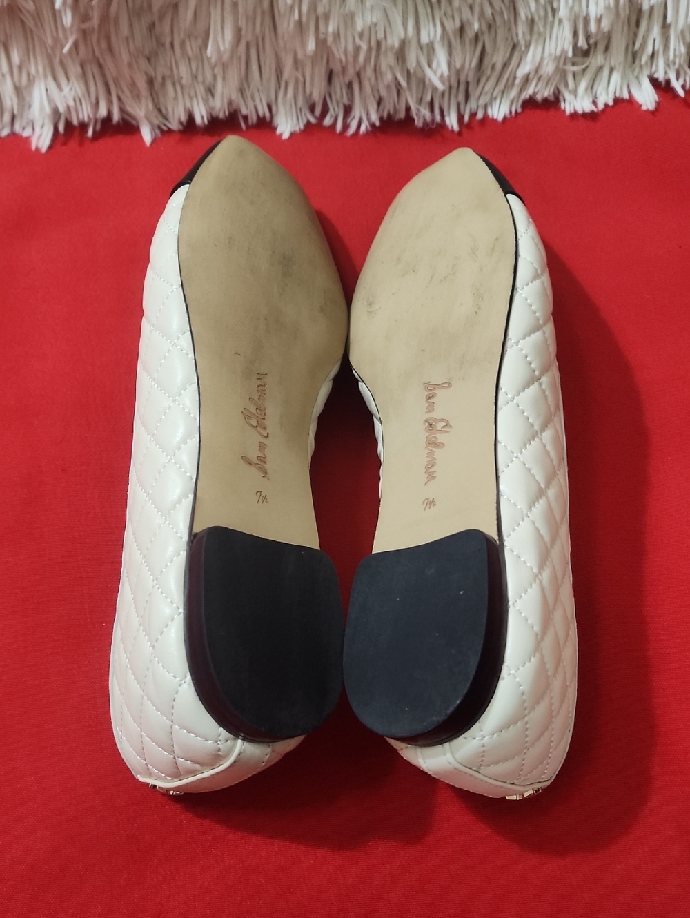 Sam Edelman Marilyn Quilted Two-Tone Ballet Flats in Cream and Black - Picture 8 of 12